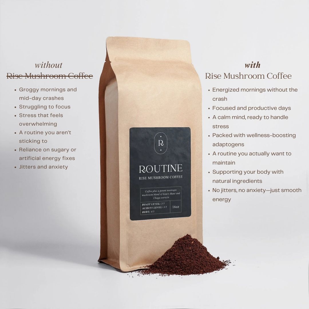 Rise Mushroom Coffee - Infused with Lion’s Mane & Chaga - 45 Servings